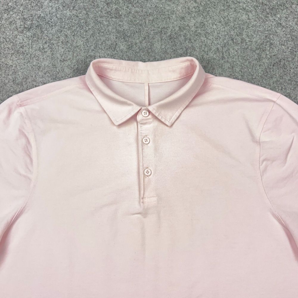 Lululemon Evolution Polo Shirt Mens Medium Pink Short Sleeve Lightweight Golf